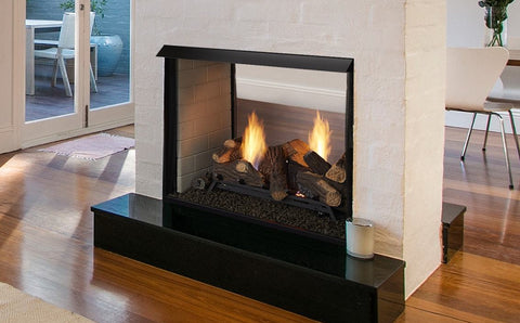 Monessen Vent Free Box: Lo-Rider Designer See-Through Box and Natural Blaze Log Set